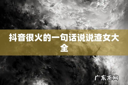 抖音很火的一句话说说渣女大全