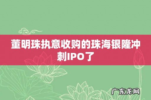 董明珠执意收购的珠海银隆冲刺IPO了