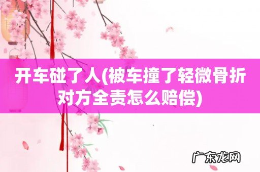 被车撞了轻微骨折对方全责怎么赔偿 开车碰了人