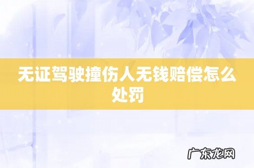 无证驾驶撞伤人无钱赔偿怎么处罚