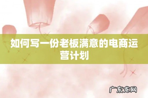 如何写一份老板满意的电商运营计划