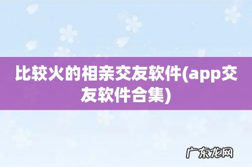 app交友软件合集 比较火的相亲交友软件