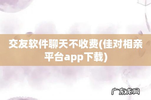 佳对相亲平台app下载 交友软件聊天不收费