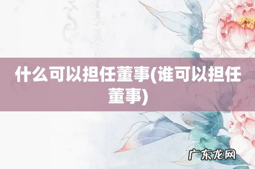 谁可以担任董事 什么可以担任董事