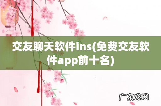 免费交友软件app前十名 交友聊天软件ins