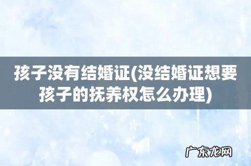 没结婚证想要孩子的抚养权怎么办理 孩子没有结婚证