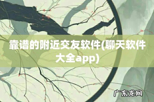 聊天软件大全app 靠谱的附近交友软件