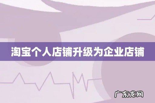 淘宝个人店铺升级为企业店铺
