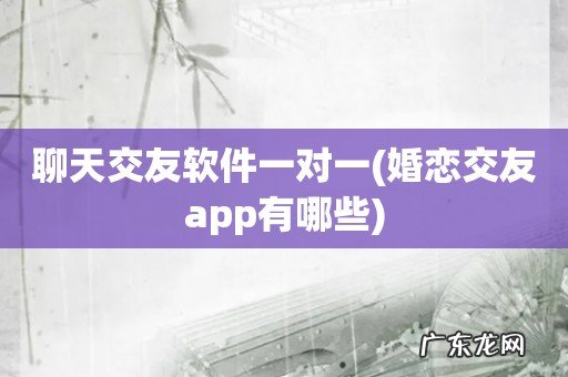 婚恋交友app有哪些 聊天交友软件一对一