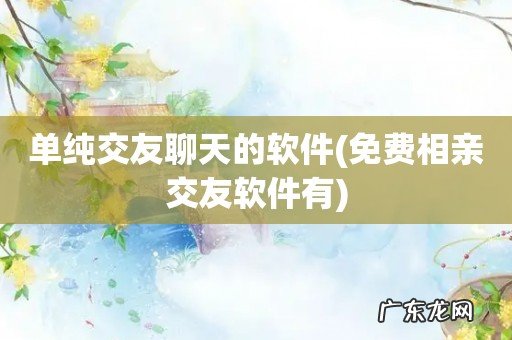 免费相亲交友软件有 单纯交友聊天的软件