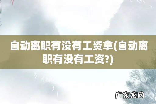 自动离职有没有工资? 自动离职有没有工资拿