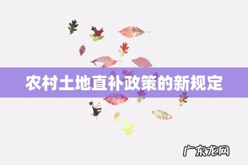 农村土地直补政策的新规定
