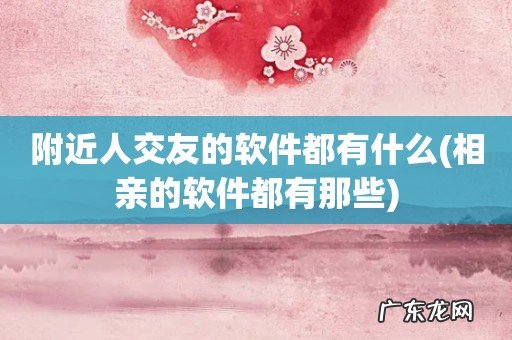 相亲的软件都有那些 附近人交友的软件都有什么