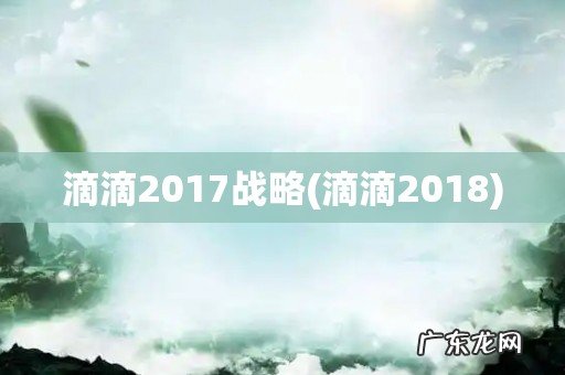 滴滴2018 滴滴2017战略