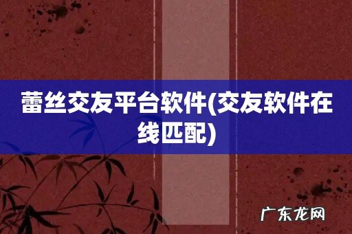 交友软件在线匹配 蕾丝交友平台软件