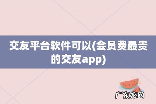 会员费最贵的交友app 交友平台软件可以