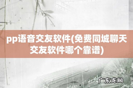 免费同城聊天交友软件哪个靠谱 pp语音交友软件