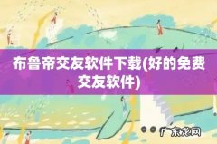 好的免费交友软件 布鲁帝交友软件下载