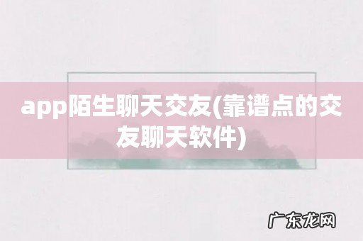 靠谱点的交友聊天软件 app陌生聊天交友