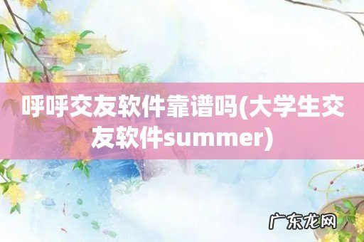大学生交友软件summer 呼呼交友软件靠谱吗