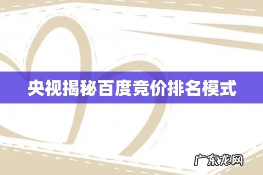 央视揭秘百度竞价排名模式