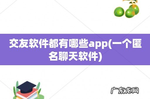 一个匿名聊天软件 交友软件都有哪些app