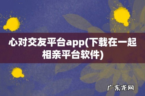 下载在一起相亲平台软件 心对交友平台app