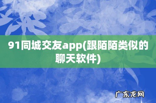 跟陌陌类似的聊天软件 91同城交友app