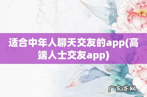 高端人士交友app 适合中年人聊天交友的app