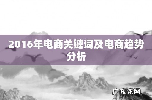 2016年电商关键词及电商趋势分析
