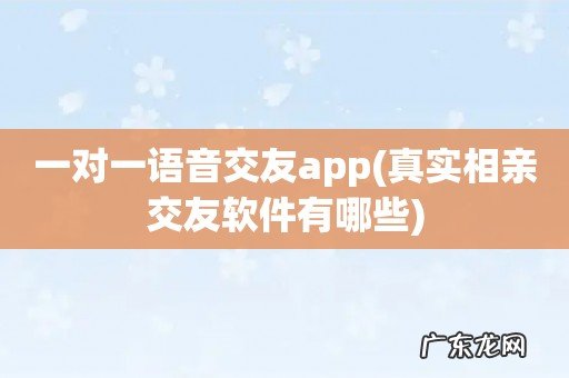 真实相亲交友软件有哪些 一对一语音交友app