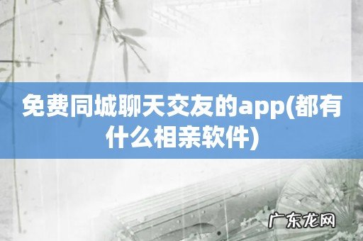 都有什么相亲软件 免费同城聊天交友的app