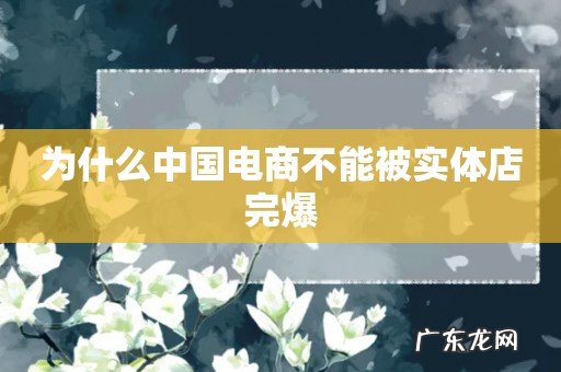 为什么中国电商不能被实体店完爆