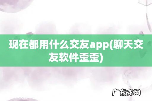 聊天交友软件歪歪 现在都用什么交友app