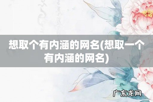 想取一个有内涵的网名 想取个有内涵的网名