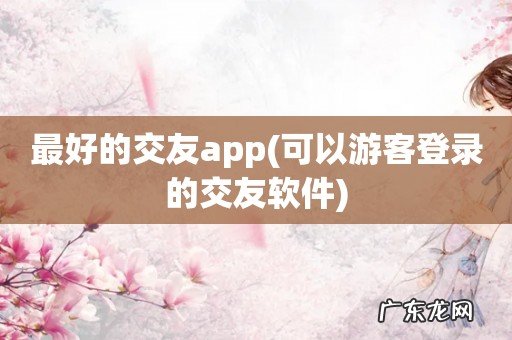 可以游客登录的交友软件 最好的交友app