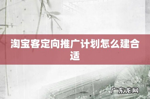 淘宝客定向推广计划怎么建合适