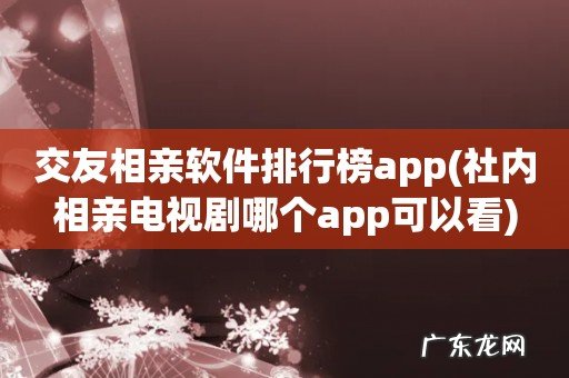 社内相亲电视剧哪个app可以看 交友相亲软件排行榜app