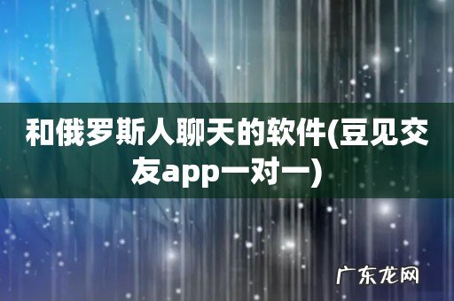 豆见交友app一对一 和俄罗斯人聊天的软件