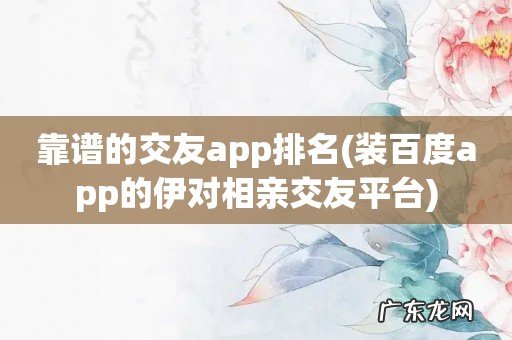 装百度app的伊对相亲交友平台 靠谱的交友app排名