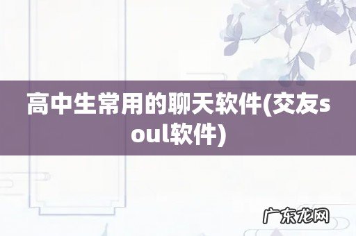 交友soul软件 高中生常用的聊天软件
