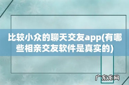 有哪些相亲交友软件是真实的 比较小众的聊天交友app