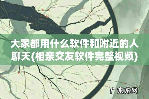 相亲交友软件完整视频 大家都用什么软件和附近的人聊天