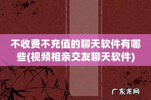 视频相亲交友聊天软件 不收费不充值的聊天软件有哪些