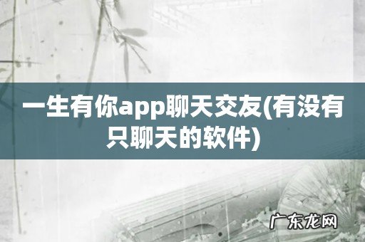 有没有只聊天的软件 一生有你app聊天交友