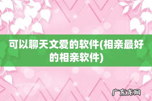 相亲最好的相亲软件 可以聊天文爱的软件