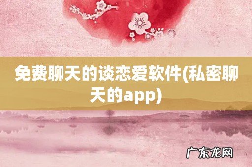 私密聊天的app 免费聊天的谈恋爱软件