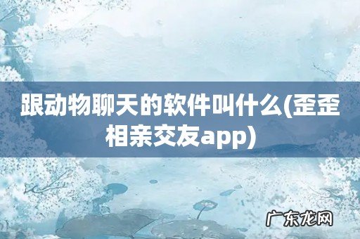 歪歪相亲交友app 跟动物聊天的软件叫什么