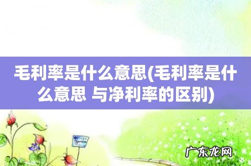 毛利率是什么意思 与净利率的区别 毛利率是什么意思