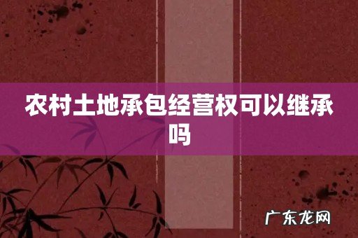 农村土地承包经营权可以继承吗